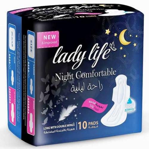 ليدي لايف فوط نسائية ليلية مريحة طويلة بأجنحة مزدوجة 10 فوط
