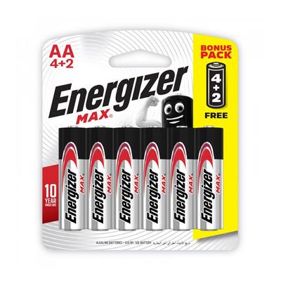 إنرجايزر بطاريات AA ماكس 4 قطع + قطعتين مجانا