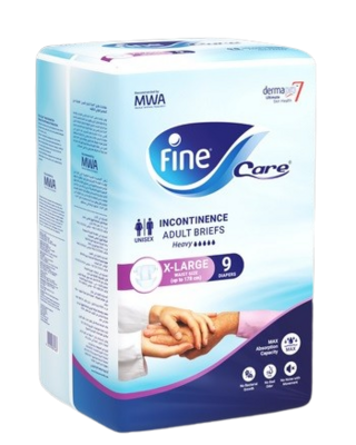 فاين كير حفاضات للكبار مقاس كبير جدا للجنسين، مقاس الخصر حتى 178 سنتيمتر، 9 حفاضات