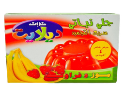 نون ديلايت جلو نباتي موز وفراولة 85 غم 4 اظرف